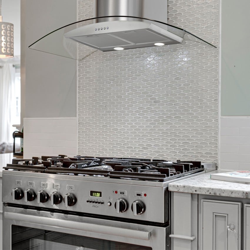 Matrix curved glass on sale cooker hood